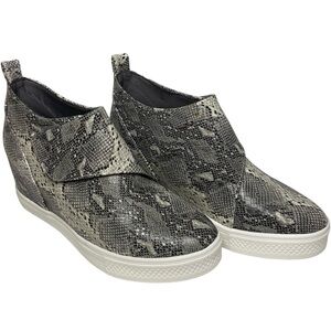 NEW CCOCCI Penelope Snake Print Wedge Bootie w/velcro straps SIZE 8.5